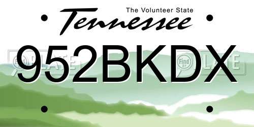 952BKDX Tennessee License Plate