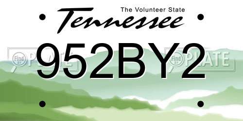 952BY2 Tennessee License Plate