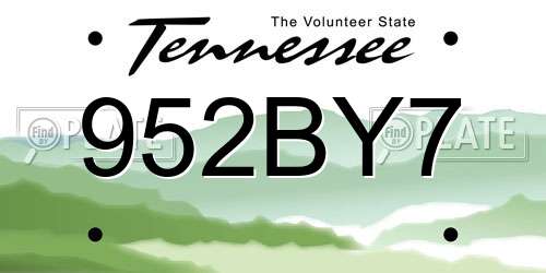 952BY7 Tennessee License Plate