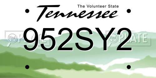 952SY2 Tennessee License Plate