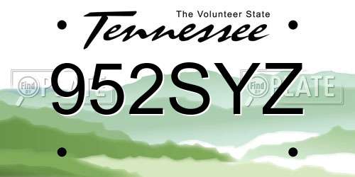 952SYZ Tennessee License Plate