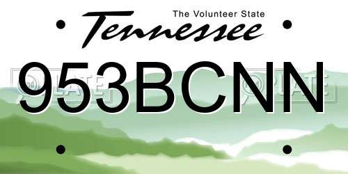 953BCNN Tennessee License Plate