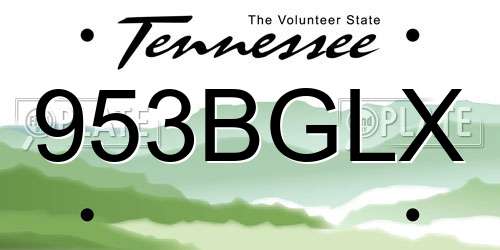 953BGLX Tennessee License Plate