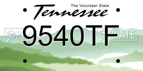 9540TF Tennessee License Plate