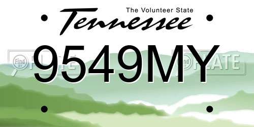 9549MY Tennessee License Plate