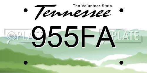 955FA Tennessee License Plate