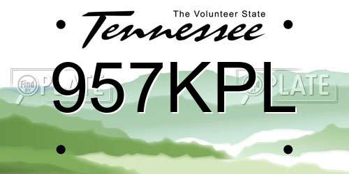 957KPL Tennessee License Plate