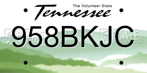 958BKJC Tennessee License Plate