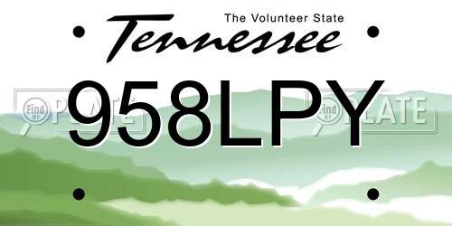 958LPY Tennessee License Plate