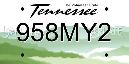 958MY2 Tennessee License Plate