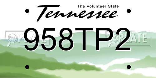 958TP2 Tennessee License Plate
