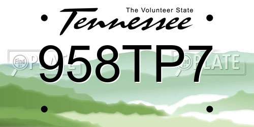 958TP7 Tennessee License Plate