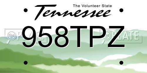 958TPZ Tennessee License Plate