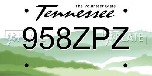 958ZPZ Tennessee License Plate