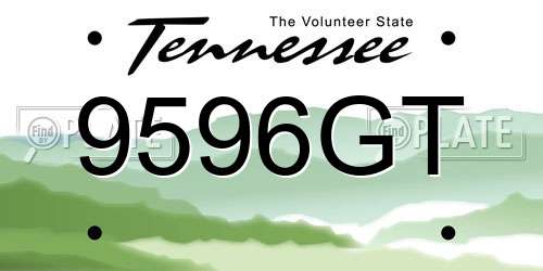 9596GT Tennessee License Plate