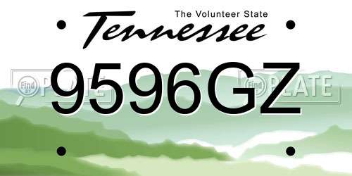 9596GZ Tennessee License Plate
