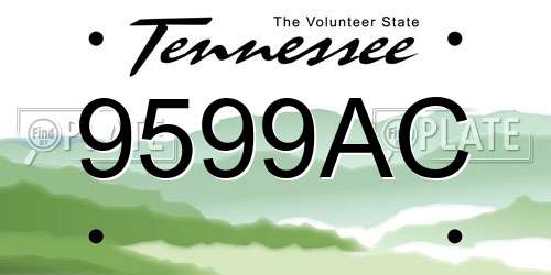 9599AC Tennessee License Plate
