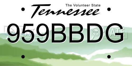 959BBDG Tennessee License Plate