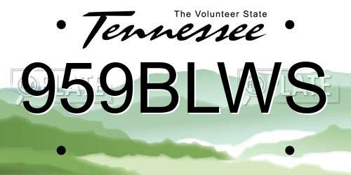 959BLWS Tennessee License Plate