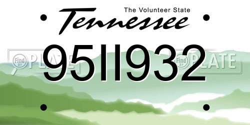 95II932 Tennessee License Plate
