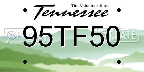 95TF50 Tennessee License Plate