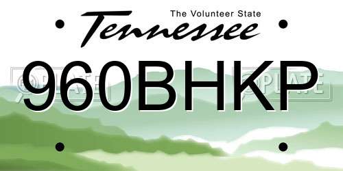 960BHKP Tennessee License Plate