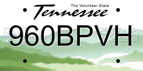 960BPVH Tennessee License Plate