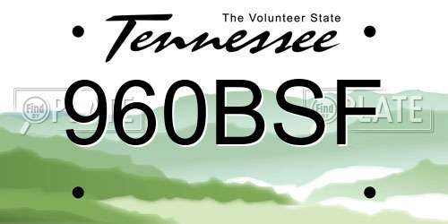 960BSF Tennessee License Plate