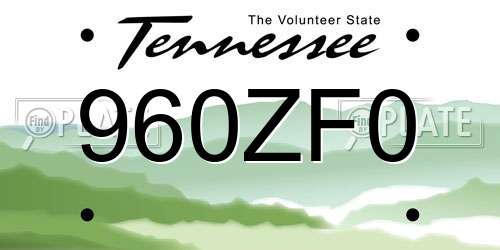 960ZF0 Tennessee License Plate
