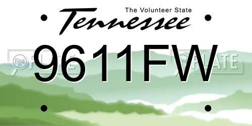9611FW Tennessee License Plate