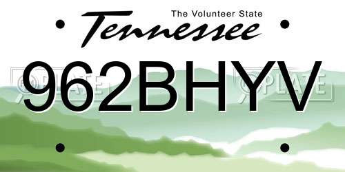 962BHYV Tennessee License Plate
