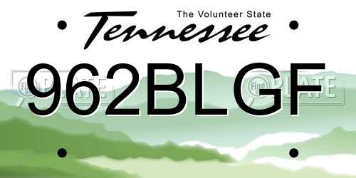 962BLGF Tennessee License Plate
