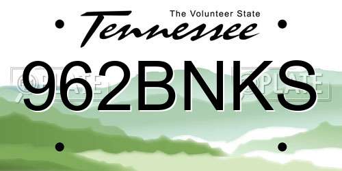 962BNKS Tennessee License Plate