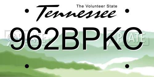 962BPKC Tennessee License Plate