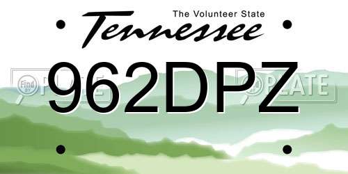 962DPZ Tennessee License Plate