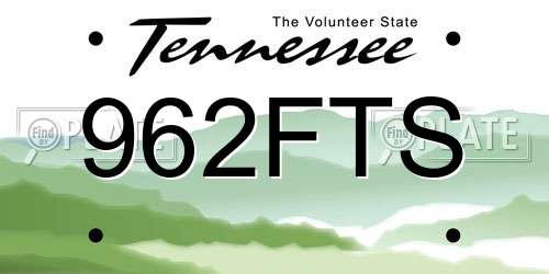 962FTS Tennessee License Plate