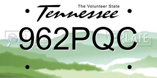 962PQC Tennessee License Plate