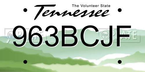 963BCJF Tennessee License Plate