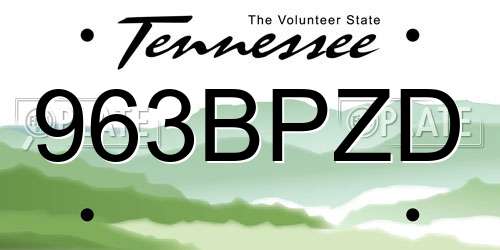 963BPZD Tennessee License Plate