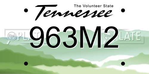 963M2 Tennessee License Plate