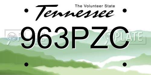 963PZC Tennessee License Plate