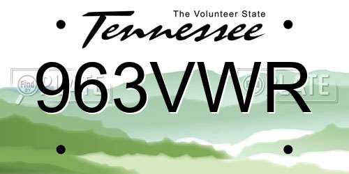 963VWR Tennessee License Plate