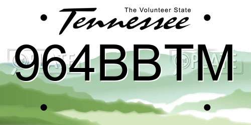 964BBTM Tennessee License Plate