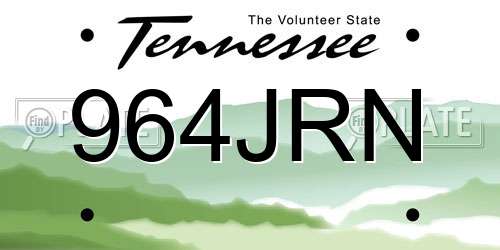 964JRN Tennessee License Plate