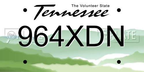 964XDN Tennessee License Plate