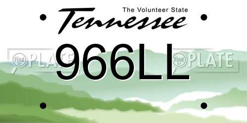 966LL Tennessee License Plate