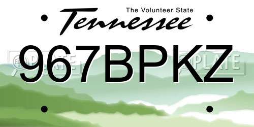 967BPKZ Tennessee License Plate