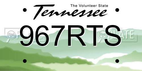 967RTS Tennessee License Plate