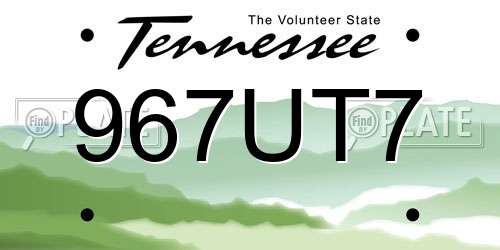 967UT7 Tennessee License Plate