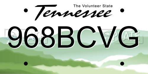 968BCVG Tennessee License Plate